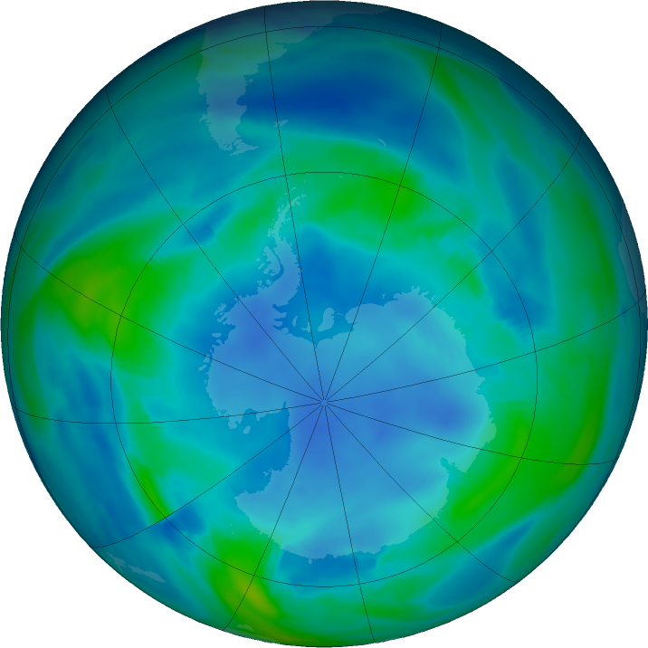 Antarctic ozone map for 06 May 2023
